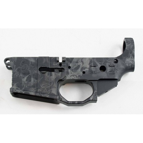 Black Rain AR15 Stripped Anodized Skulls Billet Lower